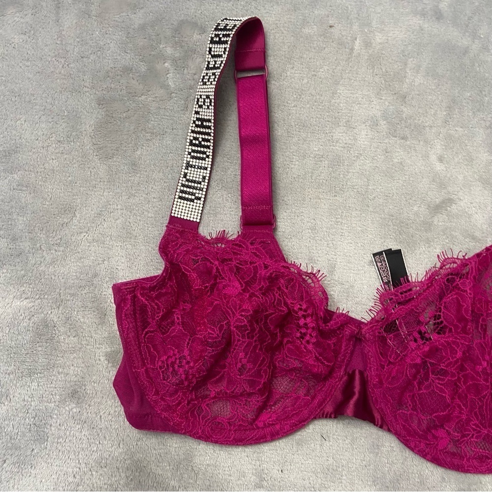 New! Victoria's Secret Very Sexy Unlined Shine Strap Lace Demi Bra 10320 - Picture 3 of 8